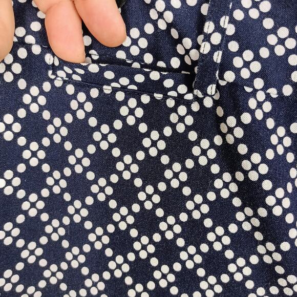 CROWN & IVY Petite Womens Navy Blue White 8P Polka Dot Ankle Dress Pants Stretch - Picture 7 of 11